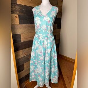 Vintage Rare 80’s Lanz Floral Pastel Cottage Pleated Garden Party Midi Dress 14